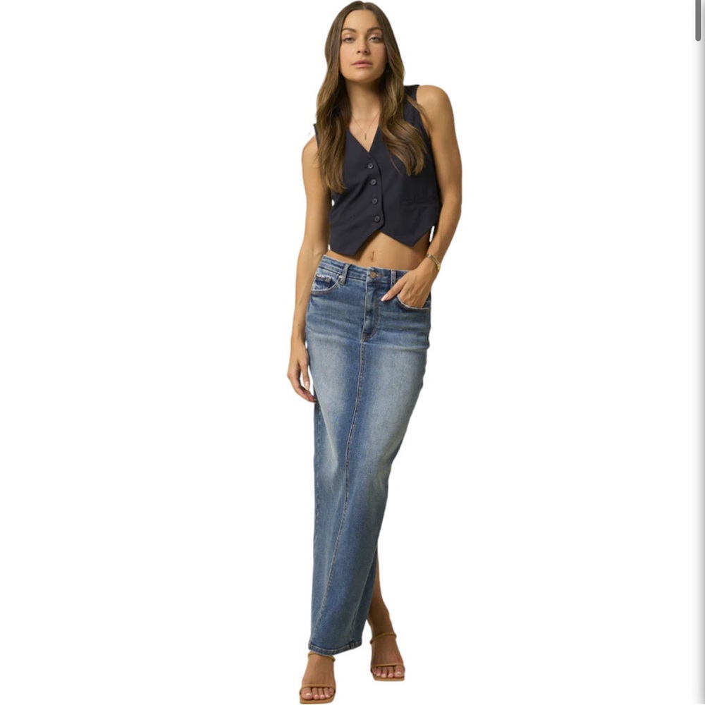 Insane Gene Women’s Maxi Denim Skirt in Dark Blue